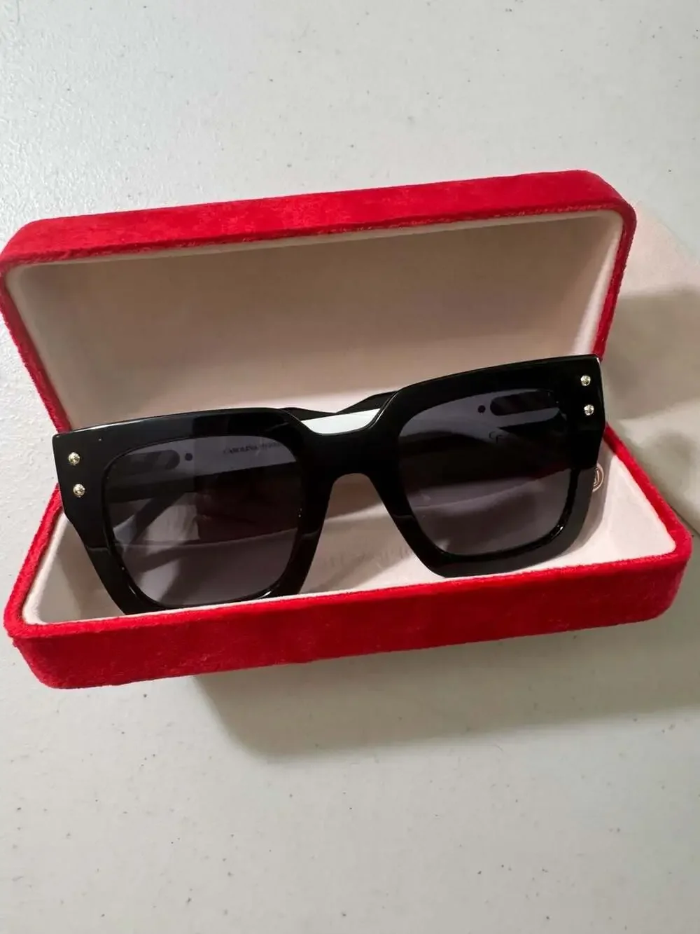 Carolina Herrera HER 0255 Oversized Square Sunglasses Black White